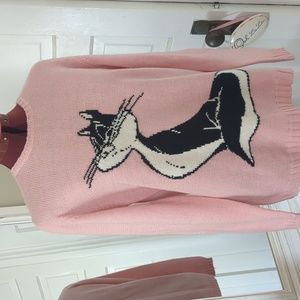 Vintage Pink Penelope the Pussycat sweater 1997 Warner Brothers Store